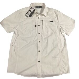Free Country Mens Acadia Shirt Short Sleeve‎ Button Up White NEW